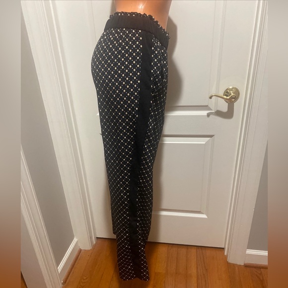 H&M Black Silky Woven Elastic Waist Pull On Gold Club Print Pants Size 4 $30 - Picture 5 of 12